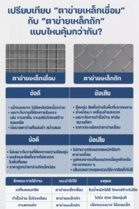 เปรียบเทียบตาข่ายเหล็กแบบไหนคุ้มกว่ากัน