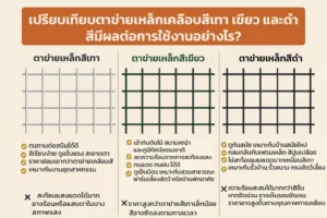 เปรียบเทียบตาข่ายเหล็กเคลือบสี เทา เขียว ดำ สีมีผลต่อการใช้งานอย่างไร?