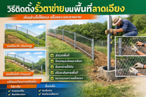 วิธีติดตั้งรั้วตาข่ายบนพื้นที่ลาดเอียง ทำอย่างไรให้ตรง แข็งแรง และสวยงาม