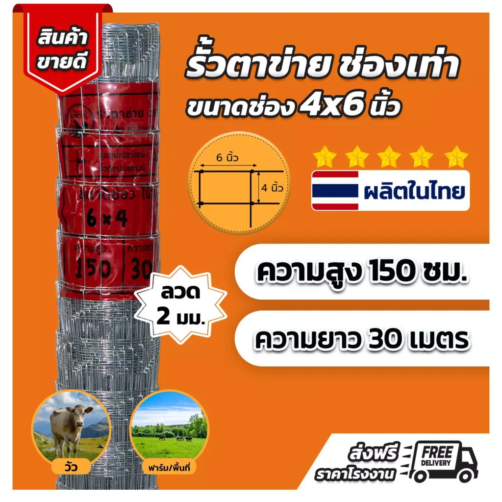 รั้วตาข่าย-รุ่น-ตาเสมอ-4x6