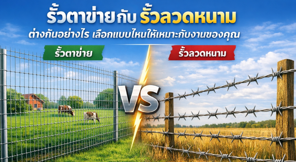 รั้วตาข่ายกับรั้วลวดหนาม ต่างกันอย่างไร เลือกแบบไหนให้เหมาะกับงานของคุณ