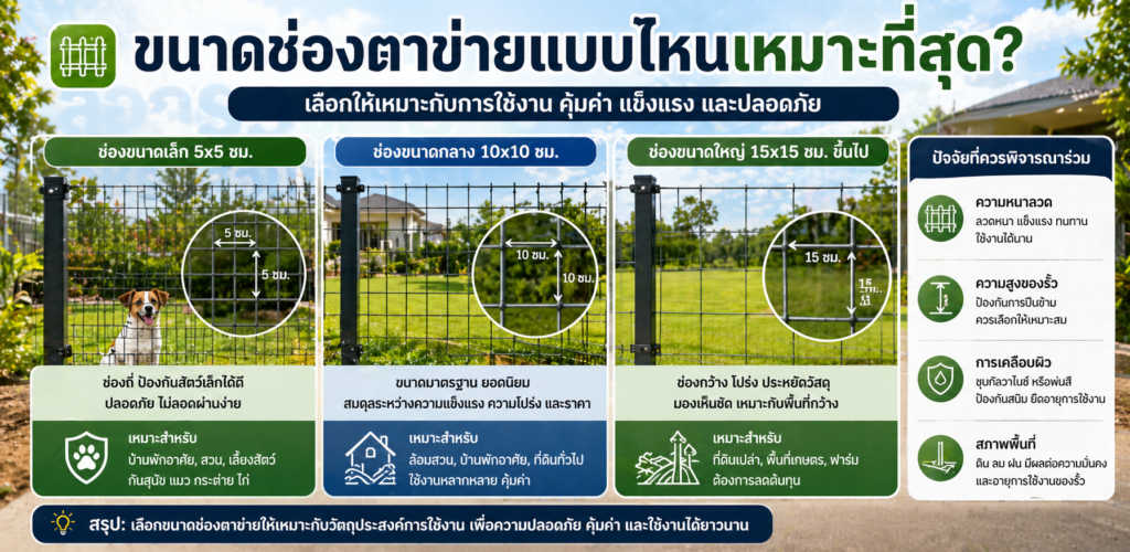 ขนาดช่องตาข่ายแบบไหนเหมาะที่สุด