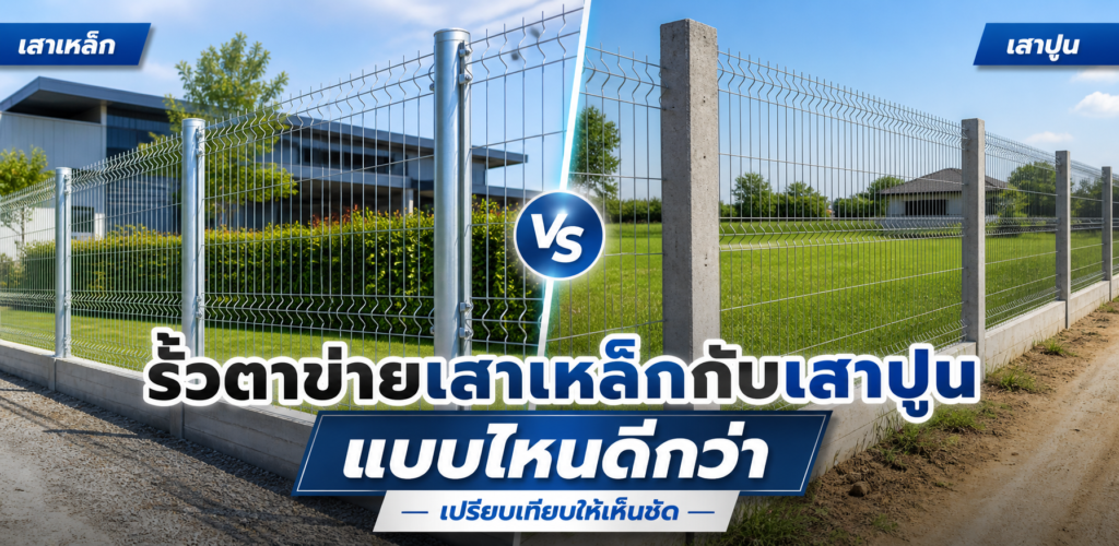 รั้วตาข่ายเสาเหล็กกับเสาปูน แบบไหนดีกว่า