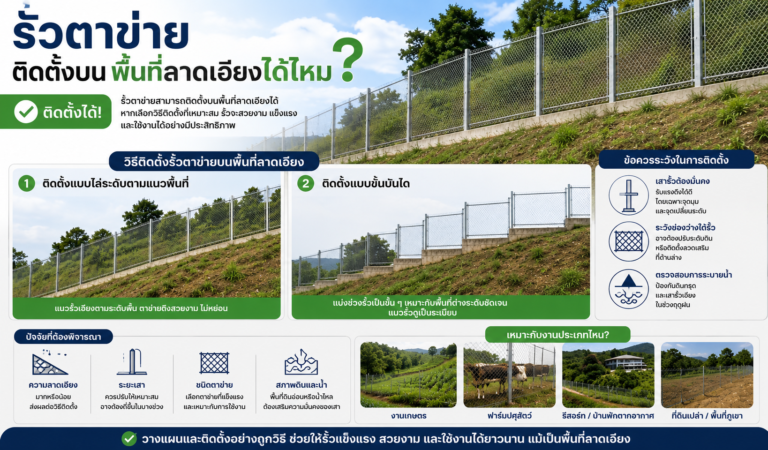 รั้วตาข่ายติดตั้งบนพื้นที่ลาดเอียงได้ไหม