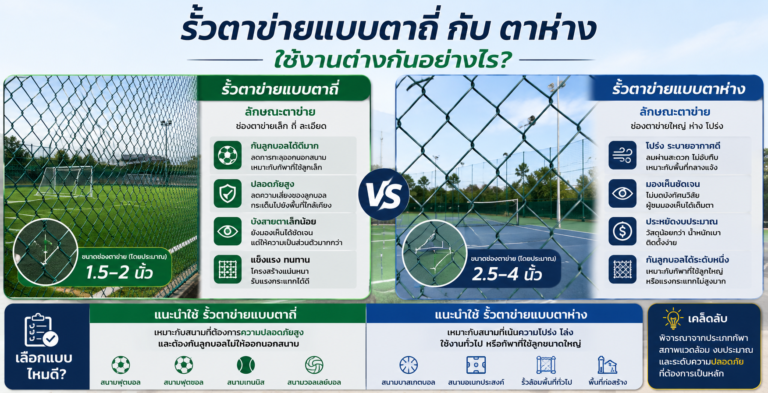 รั้วตาข่ายแบบตาถี่กับตาห่าง ใช้งานต่างกันอย่างไร