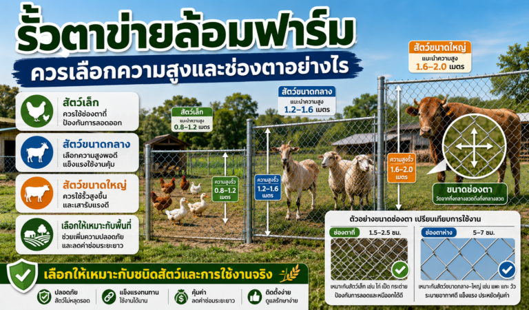 รั้วตาข่ายล้อมฟาร์ม ควรเลือกความสูงและช่องตาอย่างไร