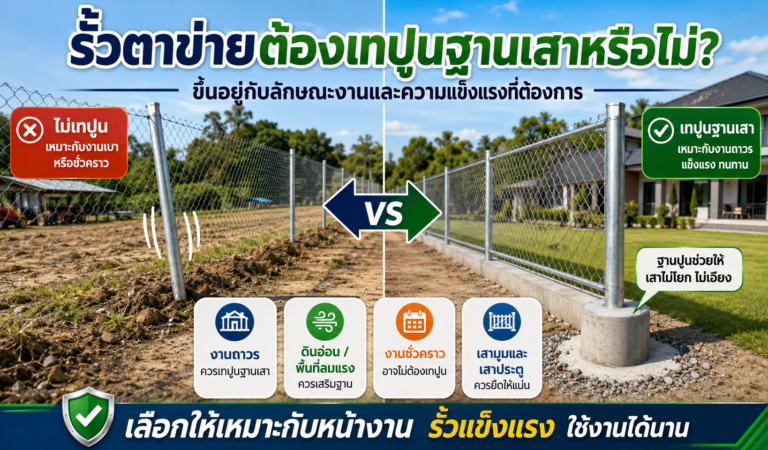 รั้วตาข่ายต้องเทปูนฐานเสาหรือไม่