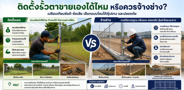 ติดตั้งรั้วตาข่ายเองได้ไหม หรือควรจ้างช่าง
