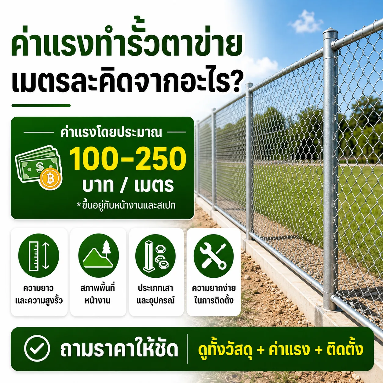 ค่าแรงทำรั้วตาข่ายเมตรละ คิดจากอะไรบ้าง