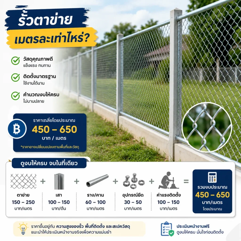 รั้วตาข่ายเมตรละเท่าไหร่ ดูงบให้ครบ