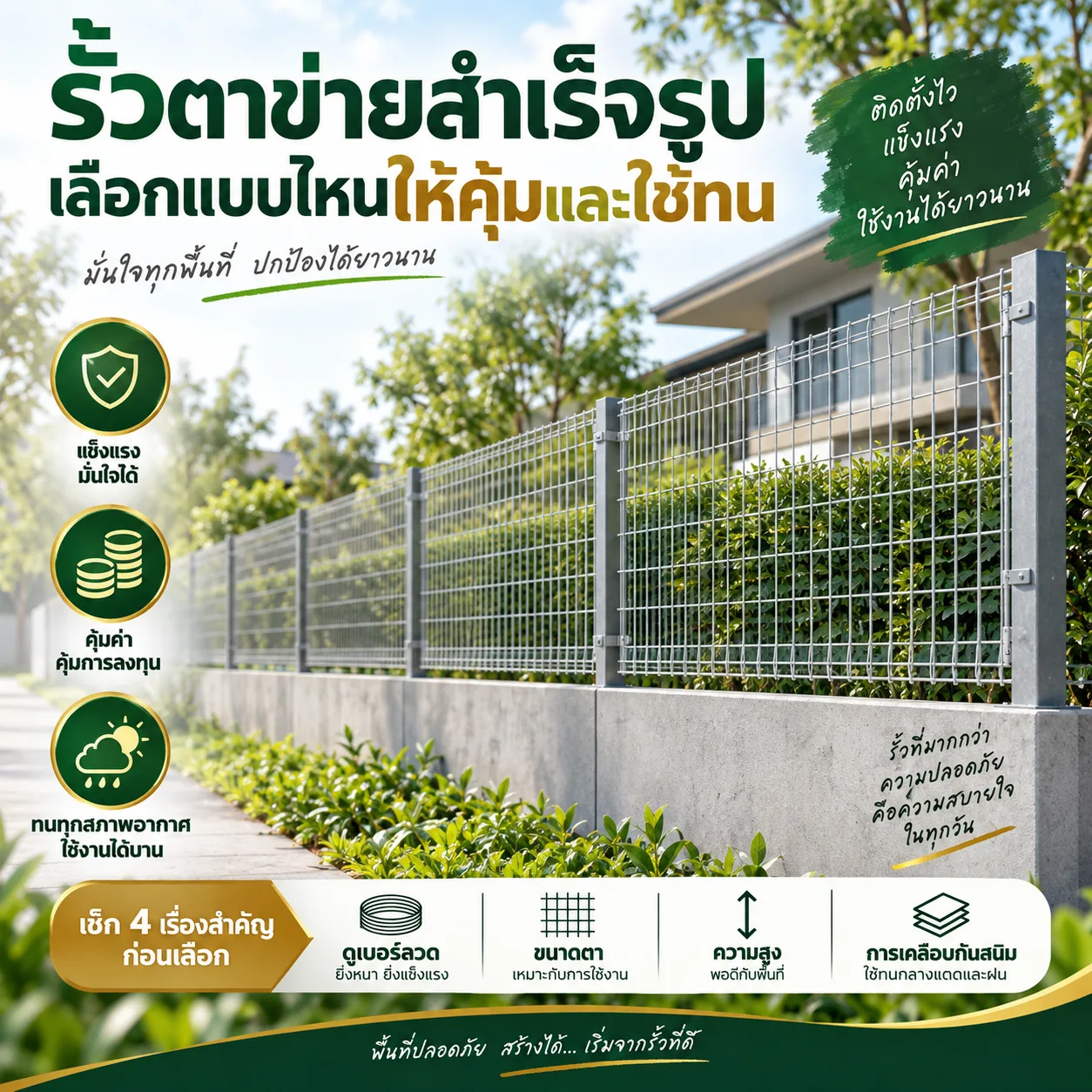 รั้วตาข่ายสำเร็จรูป เลือกแบบไหนให้คุ้มและใช้ทน