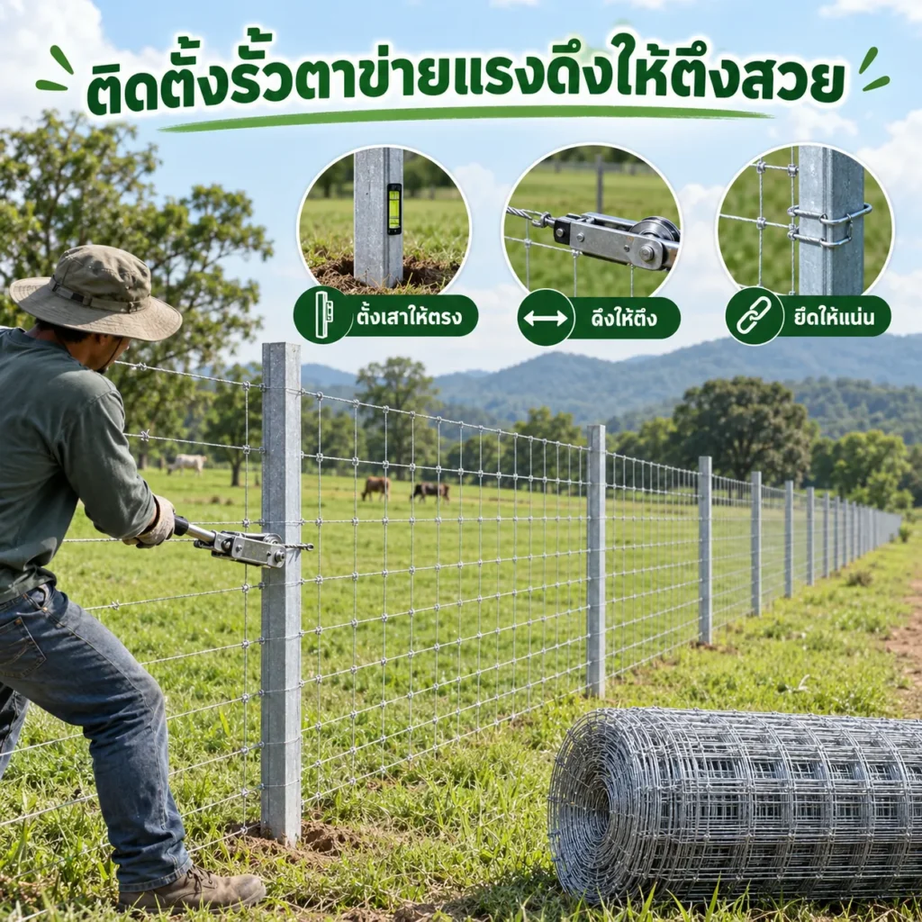 วิธีติดตั้งรั้วตาข่ายแรงดึงให้ตึงสวย