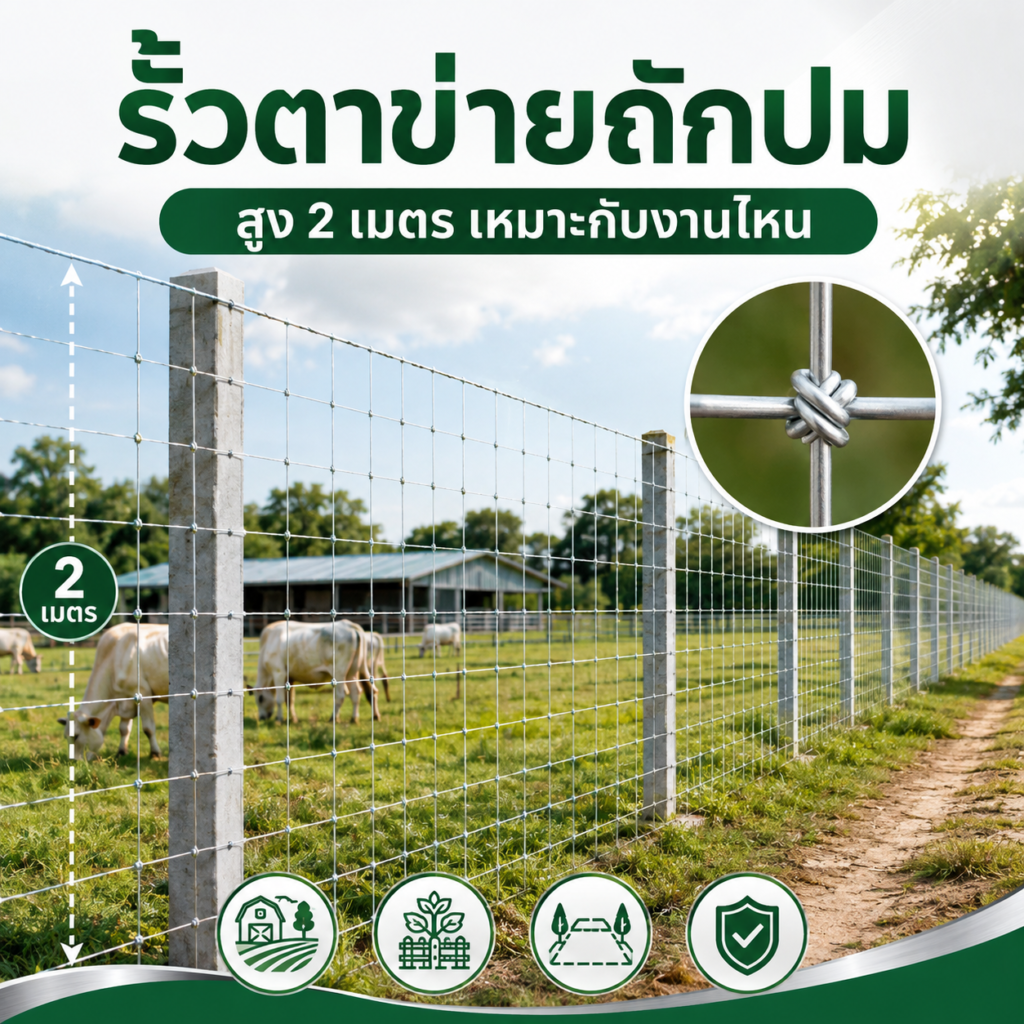 รั้วตาข่ายถักปมสูง 2 เมตร เหมาะกับงานไหน