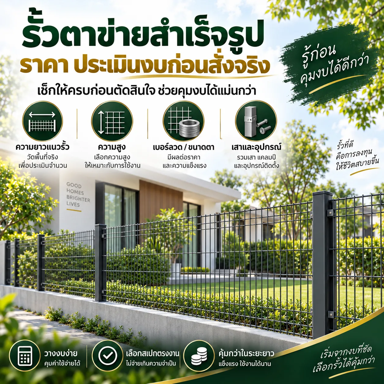 รั้วตาข่ายสำเร็จรูป ราคา ประเมินงบก่อนสั่งจริง