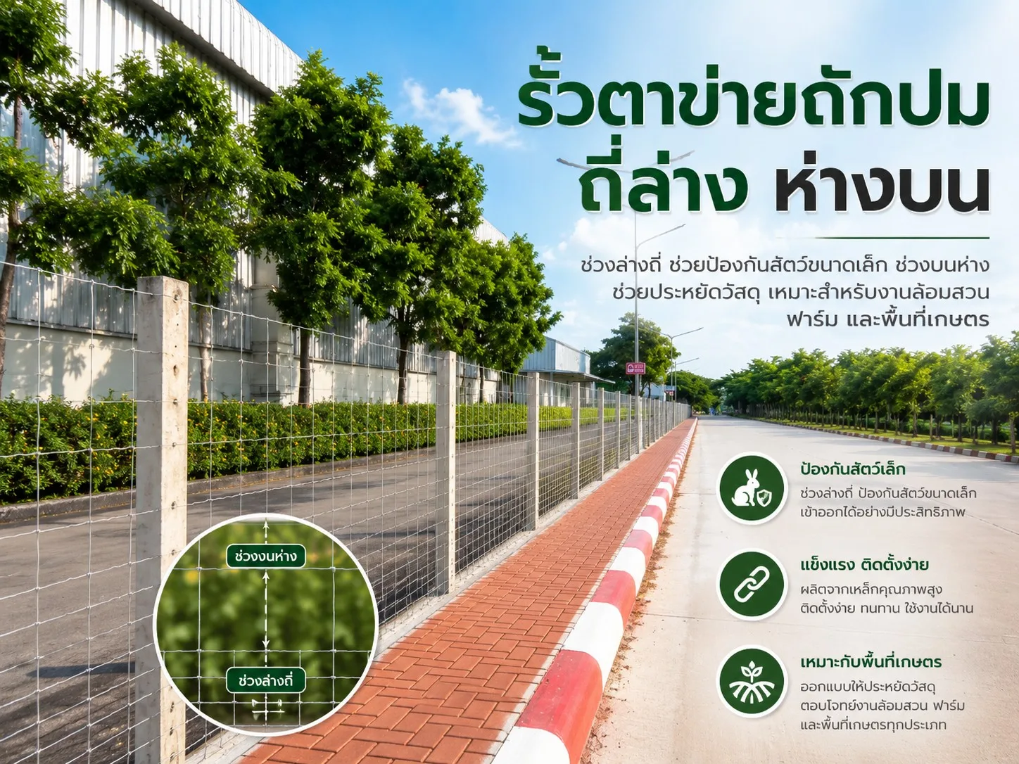 Graduated-Knot Wire Mesh Fence