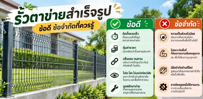 รั้วตาข่ายสำเร็จรูป ข้อดีข้อจำกัดที่ควรรู้