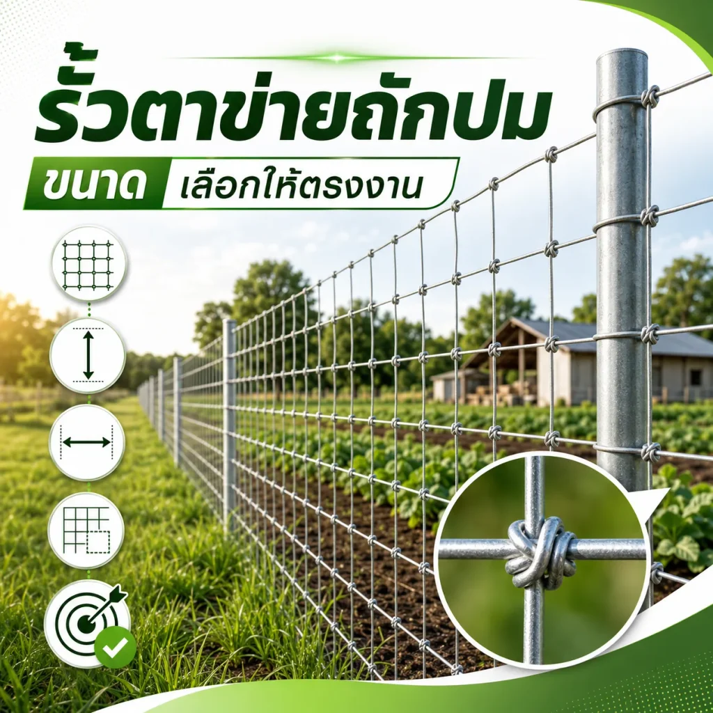 รั้วตาข่ายถักปม ขนาด เลือกให้ตรงงาน