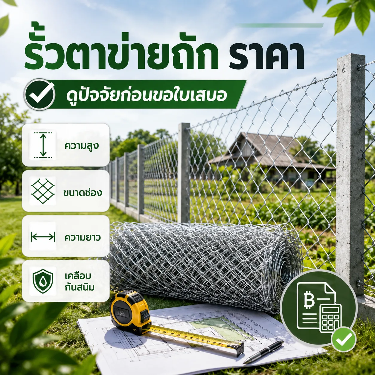 รั้วตาข่ายถัก ราคา ดูปัจจัยก่อนขอใบเสนอ