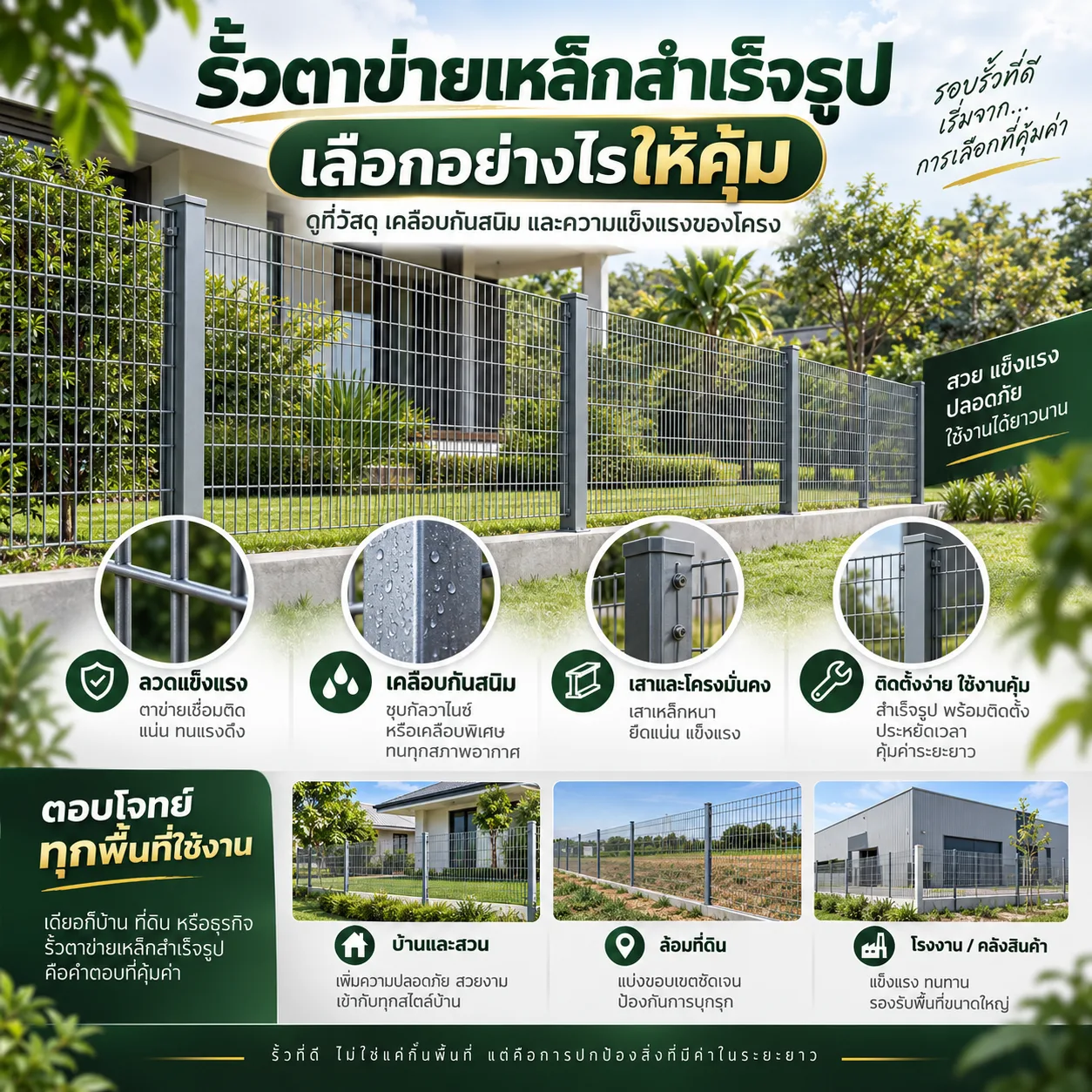 รั้วตาข่ายเหล็กสำเร็จรูป เลือกอย่างไรให้คุ้ม