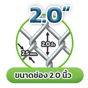 ลวดตาข่าย Chain Link Fence ขนาดช่อง 2.0