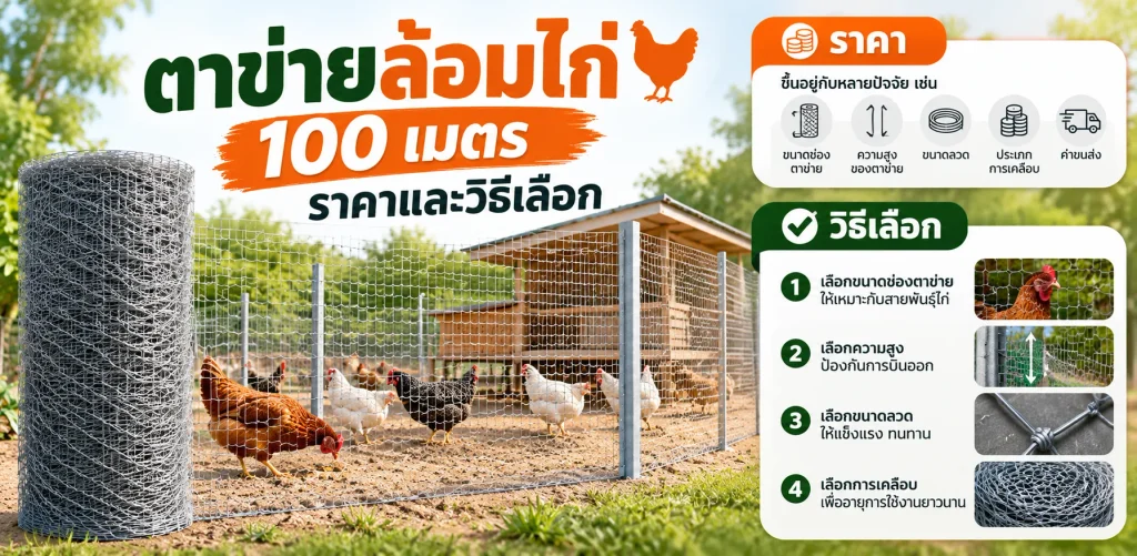 ตาข่ายล้อมไก่ 50 เมตร เหมาะกัฟบงานไหน